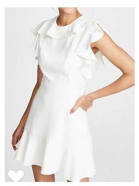 Amanda Uprichard New York White Ruffle Sleeve Fit-and-Flare Dress